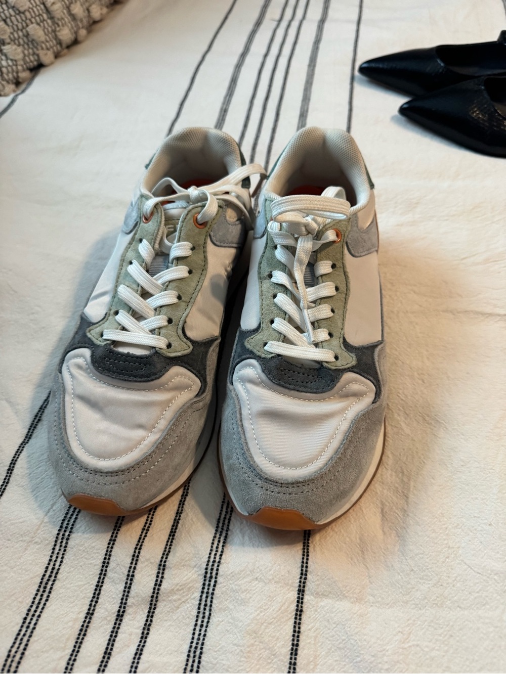 Women's Grey & White Suede-Trim Sneakers - Lightweight Everyday Style